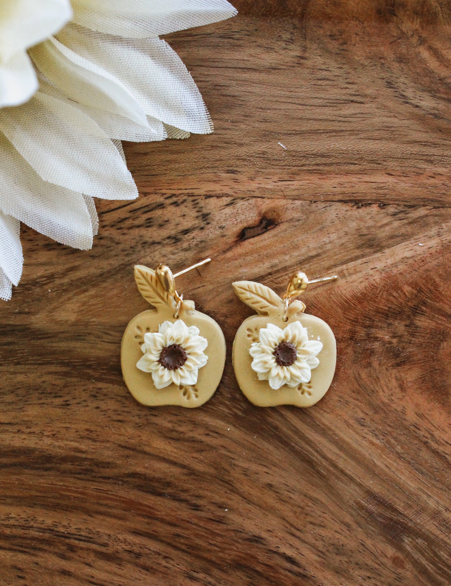 Golden Apple Drop Earrings