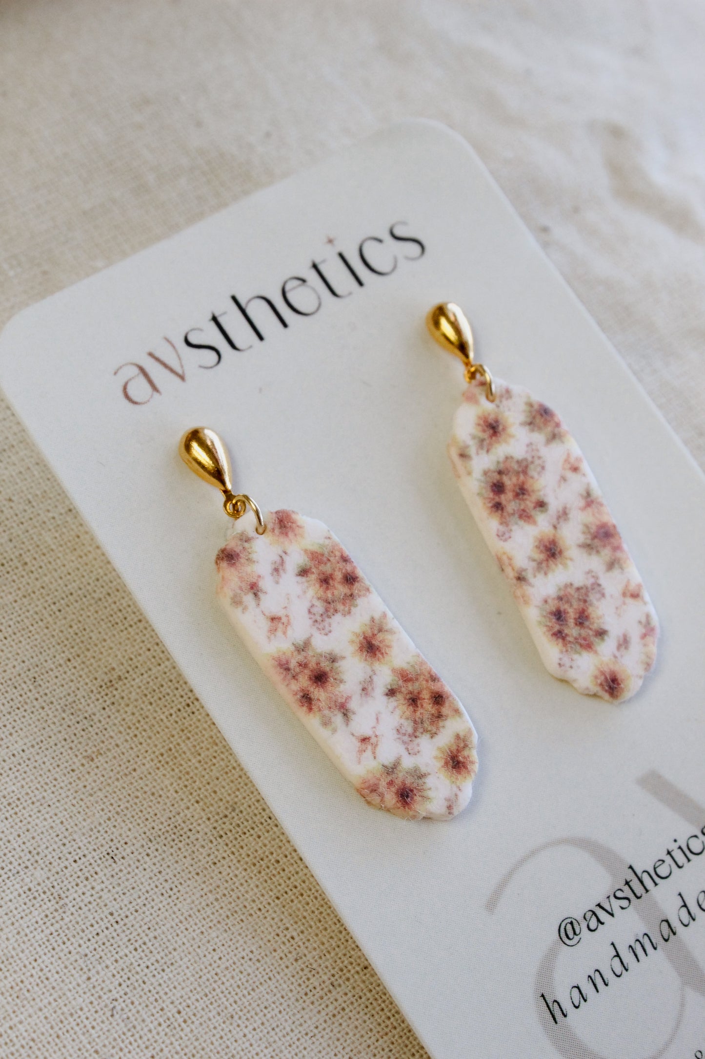 Sunflower Print Drop Earrings
