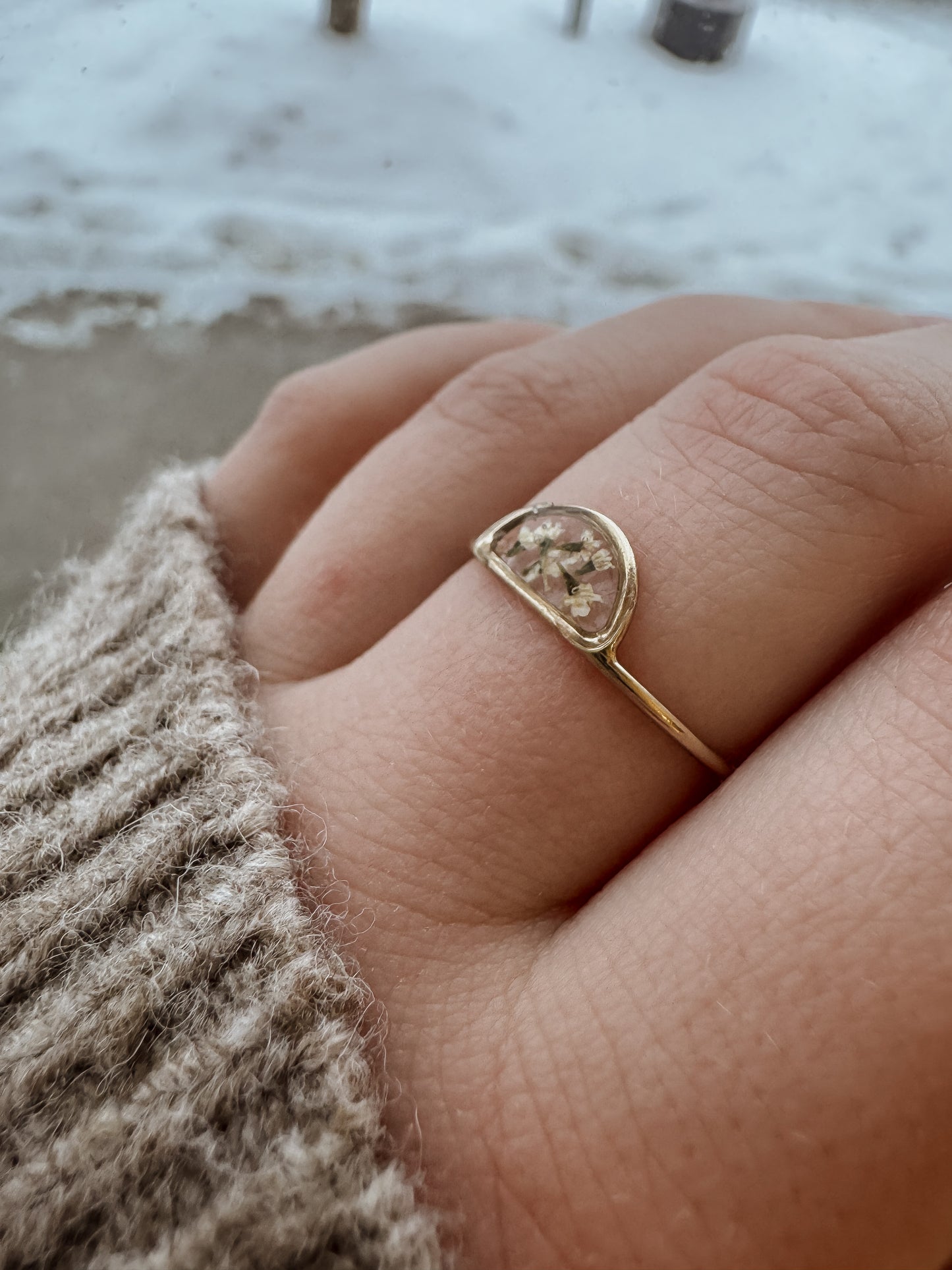 Queen Ann’s Lace Semicircle Ring - Gold Filled