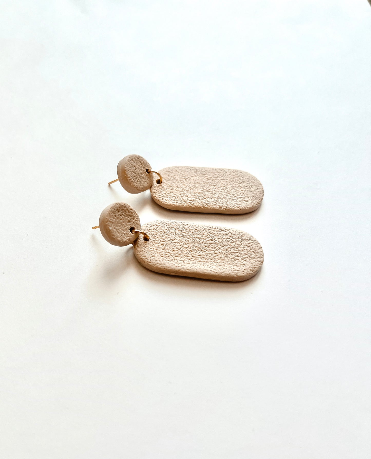 DUNE | Beige Sand Textured Polymer Clay Earrings
