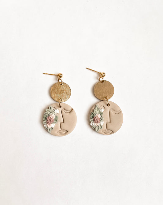 Gaia | Floral Abstract Face Polymer Clay Earrings