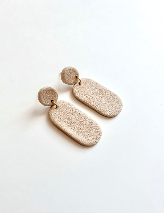 DUNE | Beige Sand Textured Polymer Clay Earrings