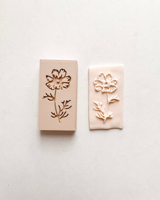 Cosmos Clay Embossing Stamp - October Birth Flower