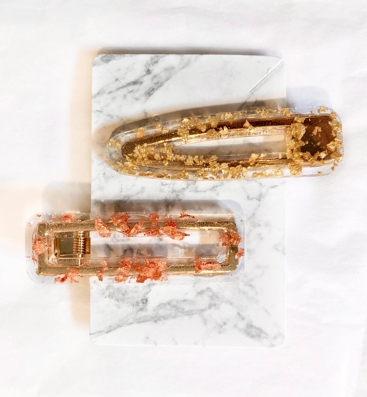 Metallic Foil Resin Hair Clips