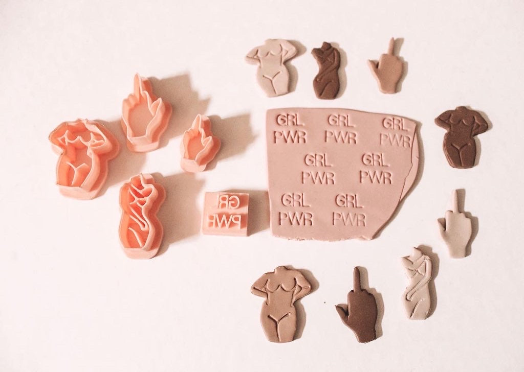 Full Set - Girl Power Polymer Clay Cutters & Stamp