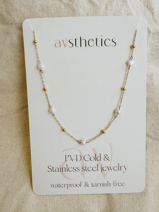 Pearl & Bead Station Necklace
