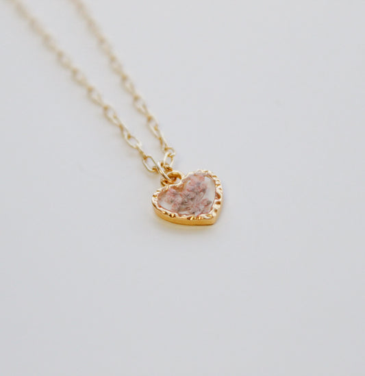 Vintage Heart Queen Ann’s Lace Necklace - Gold Filled