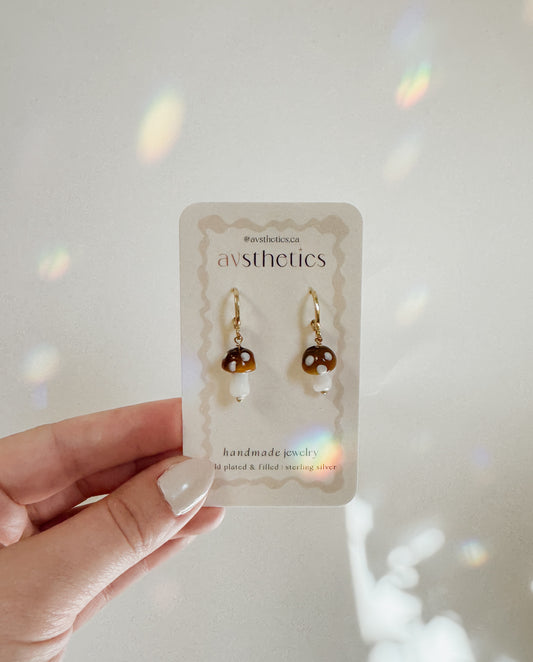 Glass Mushroom Huggies - Brown