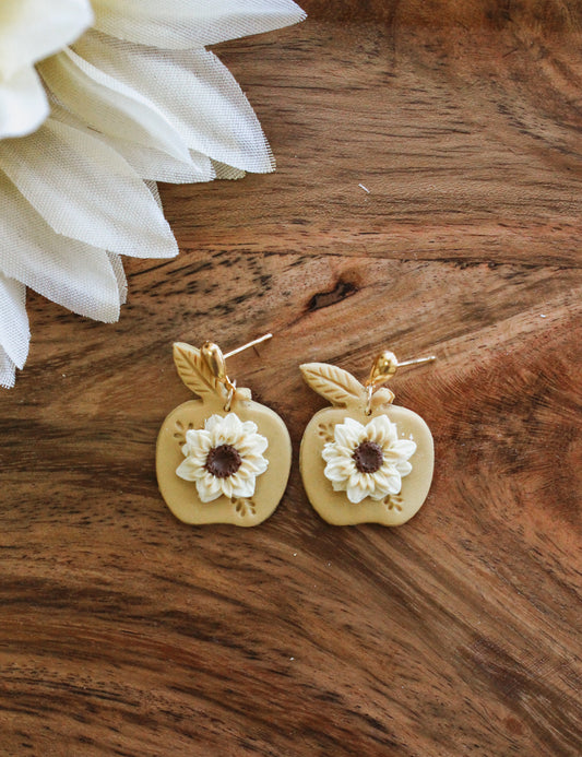 Golden Apple Drop Earrings