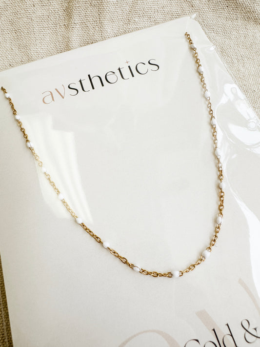 White Enamel Station Necklace