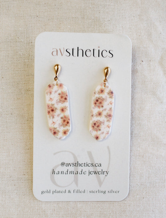 Sunflower Print Drop Earrings