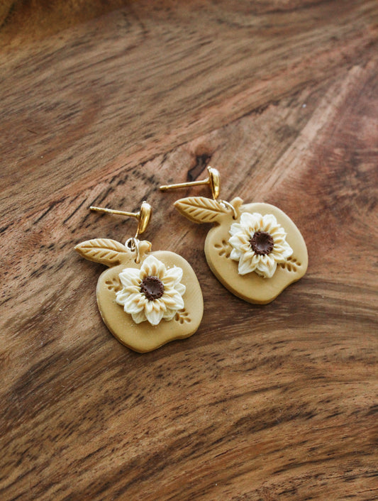 Golden Apple Drop Earrings