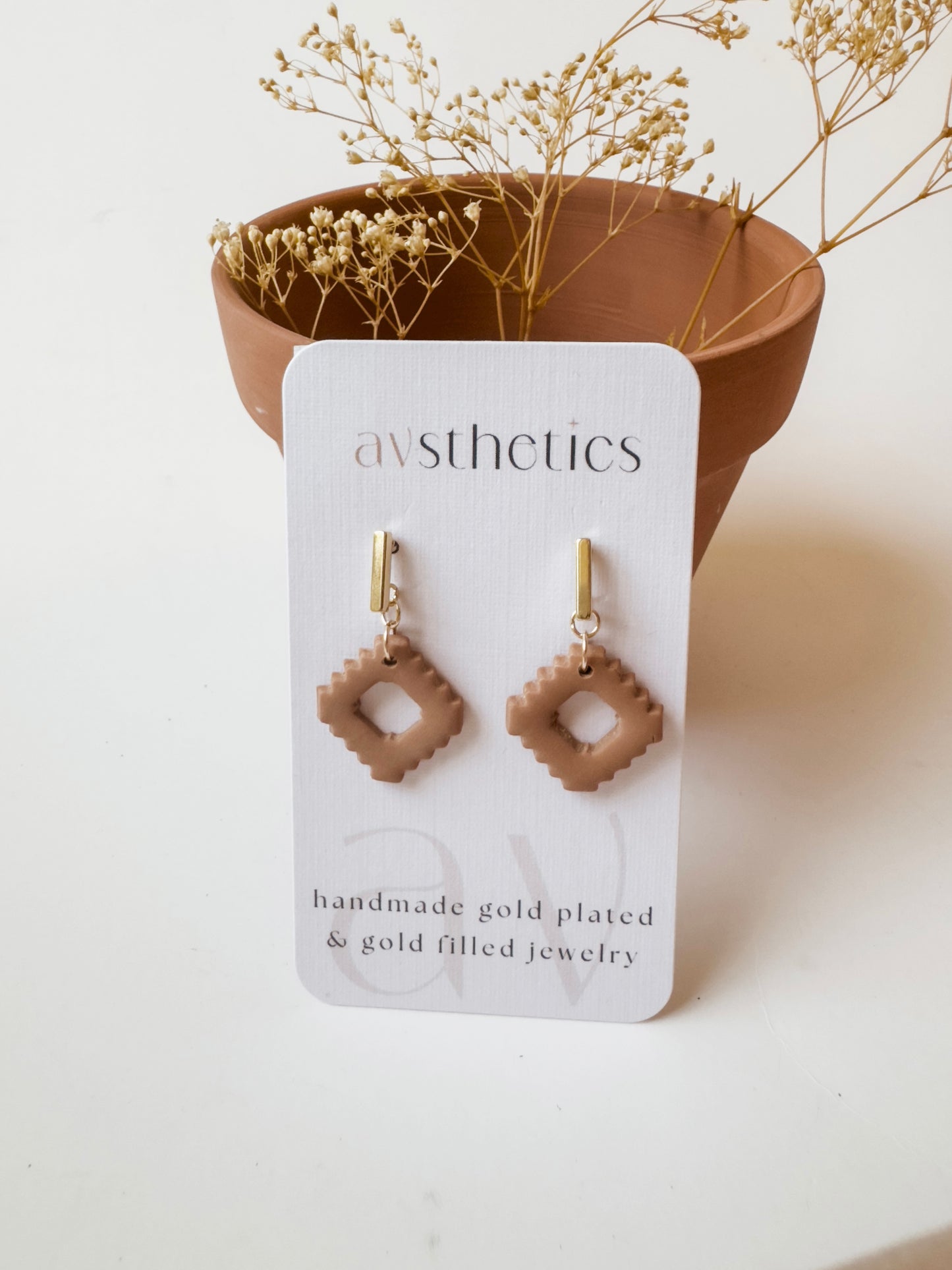 Terracotta Aztec Hoops