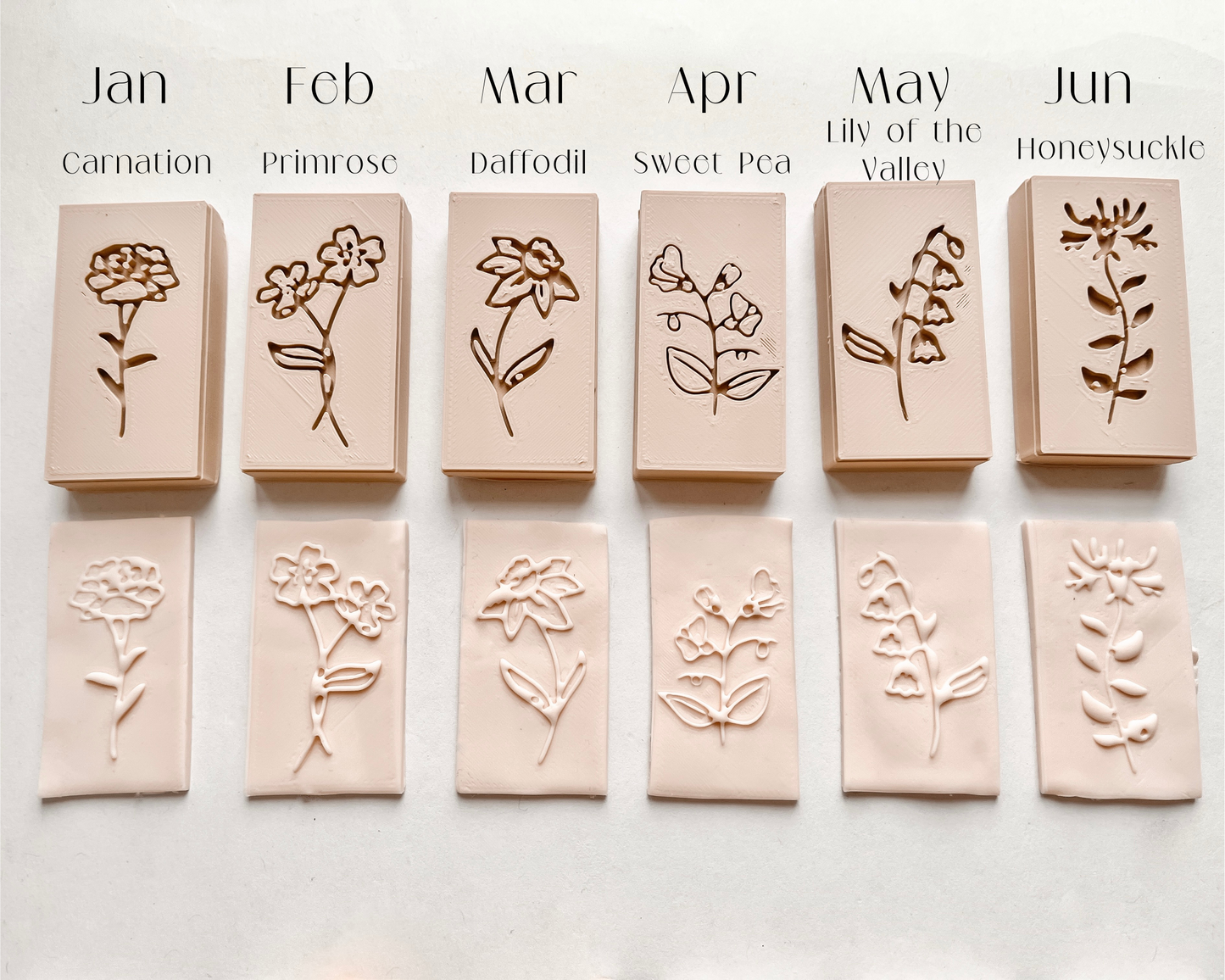 Birth Flower Clay Embossing Stamps (Full Set)