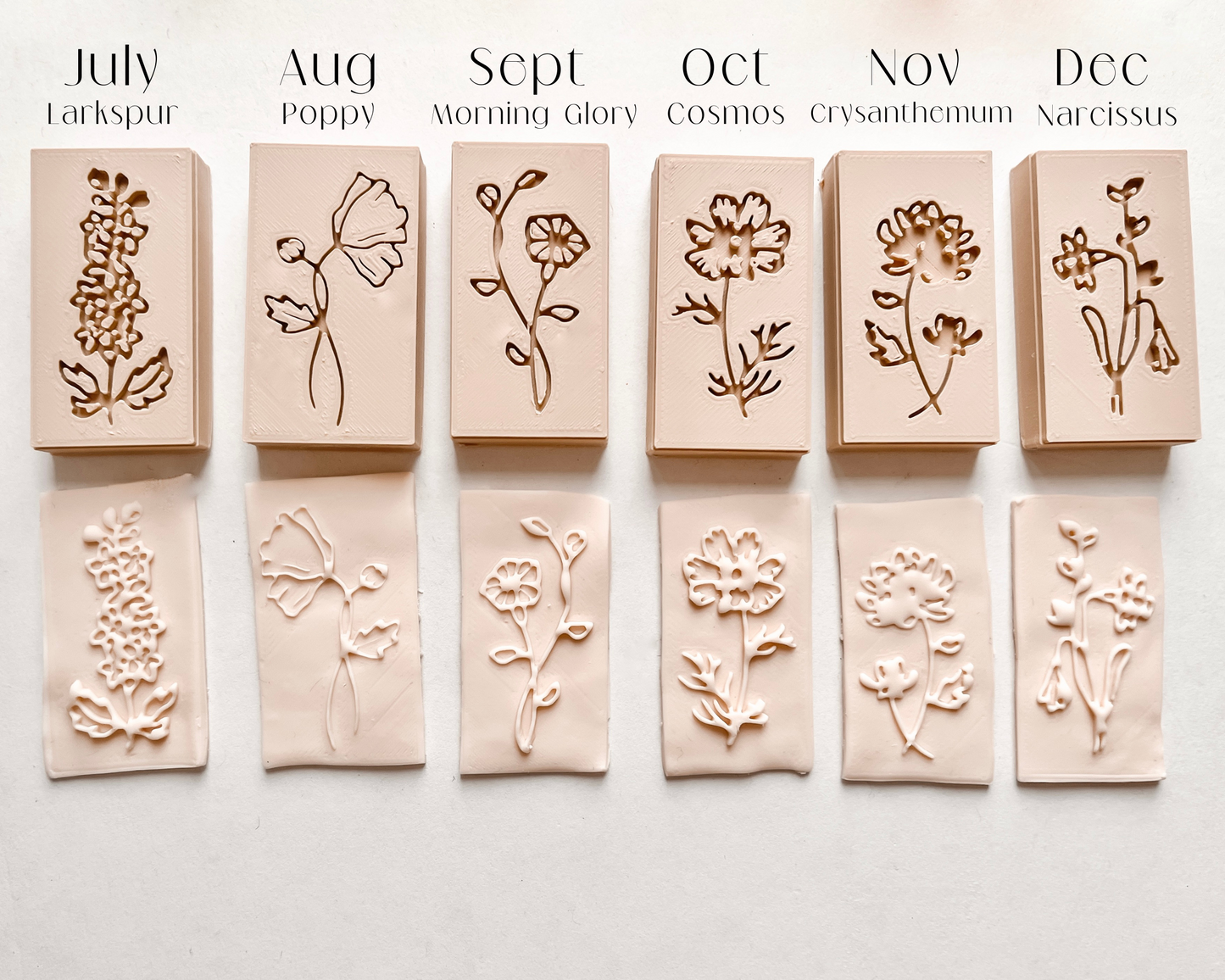 Birth Flower Clay Embossing Stamps (Full Set)