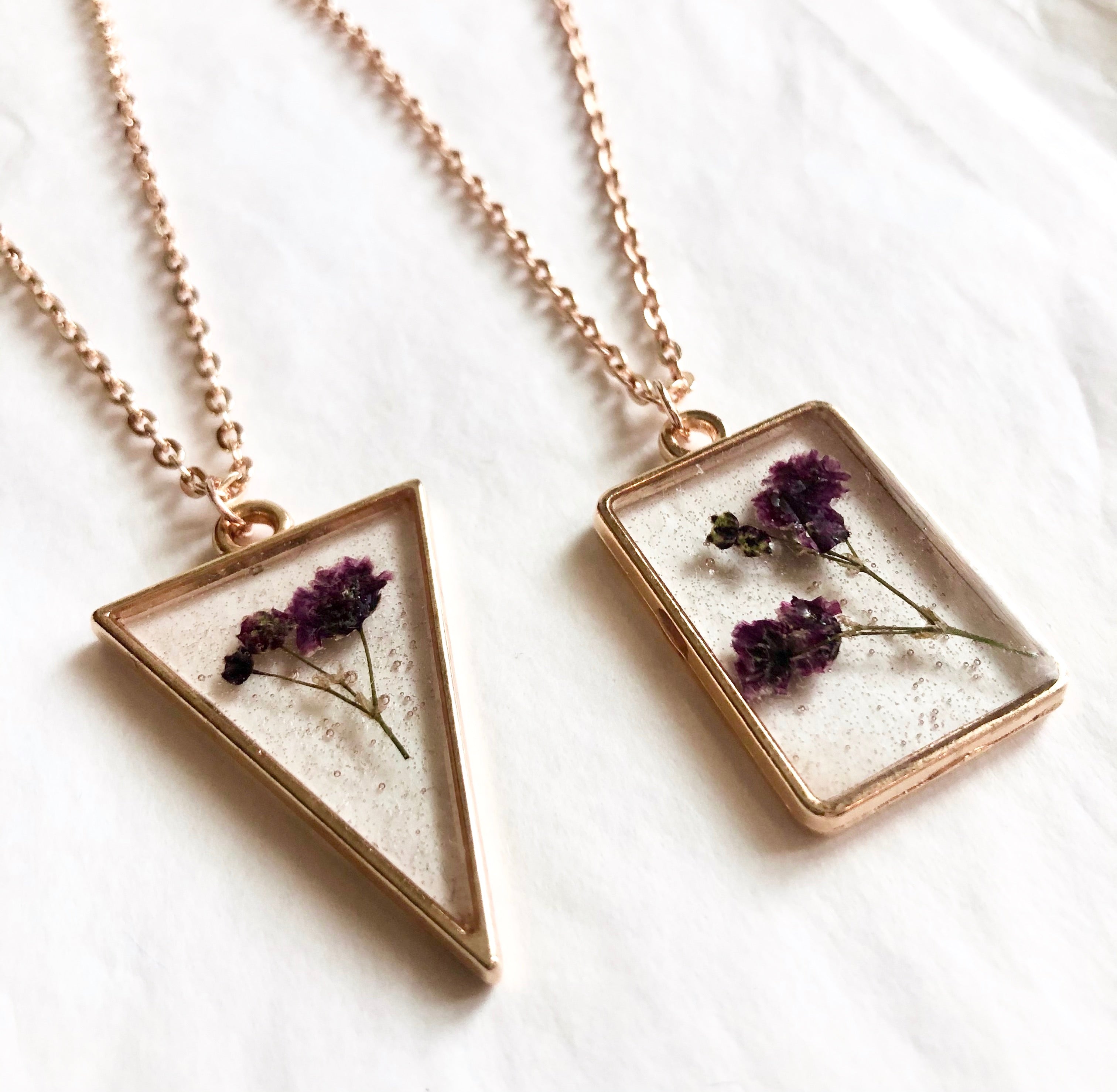 Purple Ammi Dried Flower Necklace | Dried Flowers For Resin | Best Friend Gift | Birth Month Flower Necklace, purple flower / 20