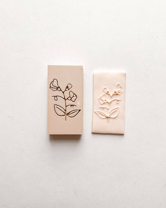 Sweet Pea Flower Embossing Clay Stamp - April Birth Flower