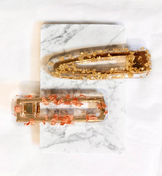 Metallic Foil Resin Hair Clips