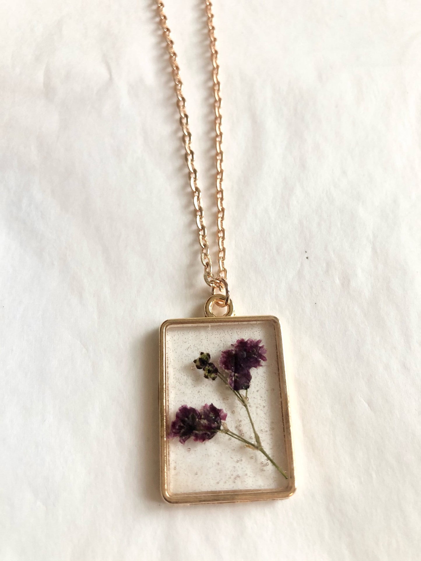 Purple Ammi Dried Flower Necklace | Dried Flowers For Resin | Best Friend Gift | Birth Month Flower Necklace, purple flower / 20